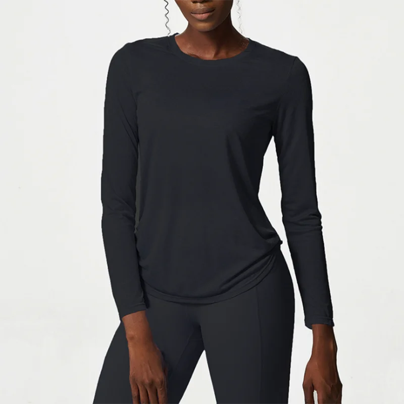 Side Pleat Long Sleeve Top