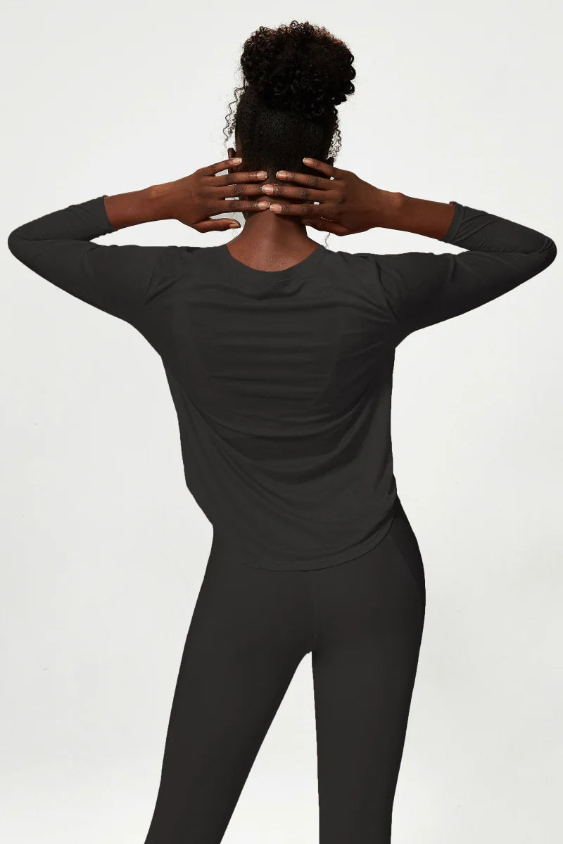 Side Pleat Long Sleeve Top