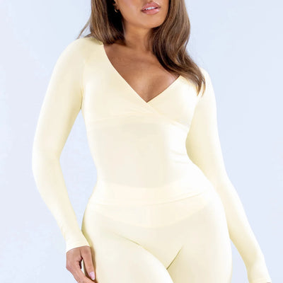 Cross V-Neck Long Sleeve Top