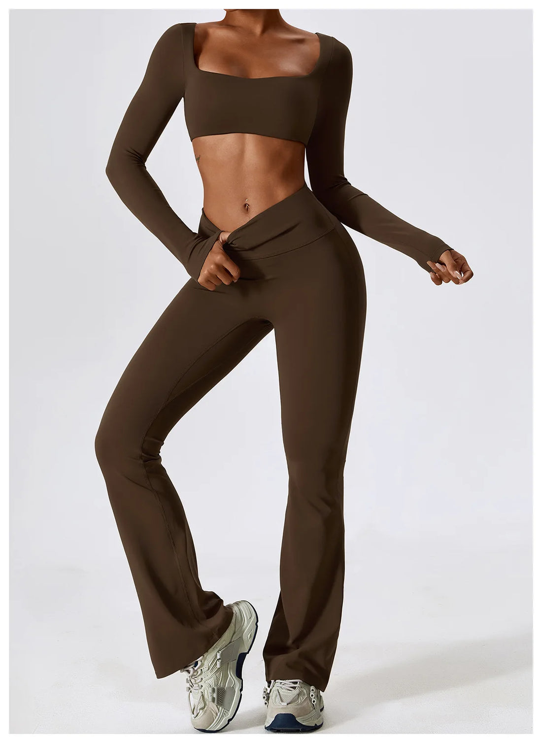 Long Sleeve Crop & Flare Set