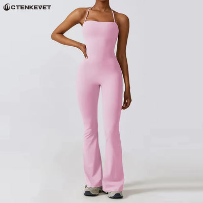 Halter Neck Flare Jumpsuit