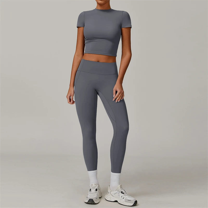 Short Sleeve Crop & Leggings Set
