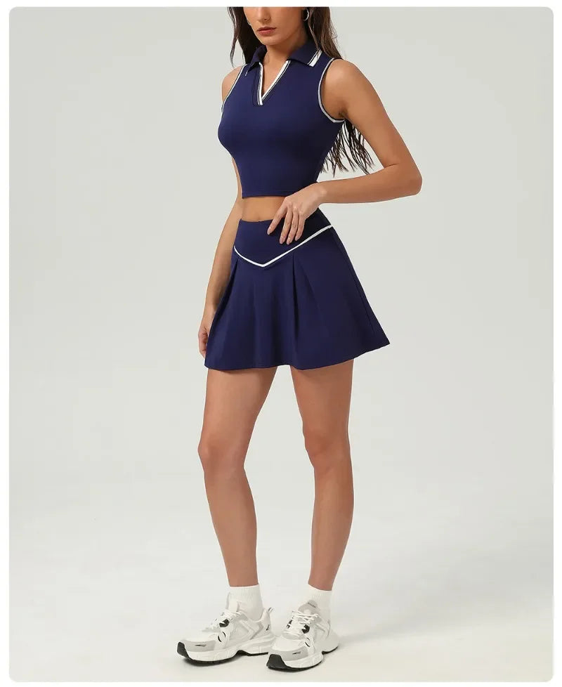 Collared Tennis Top & Skirt Set
