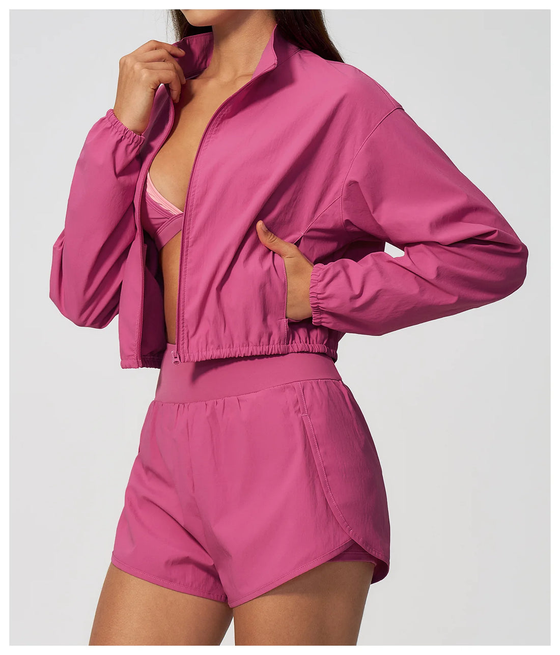 Stand Collar Cropped Jacket