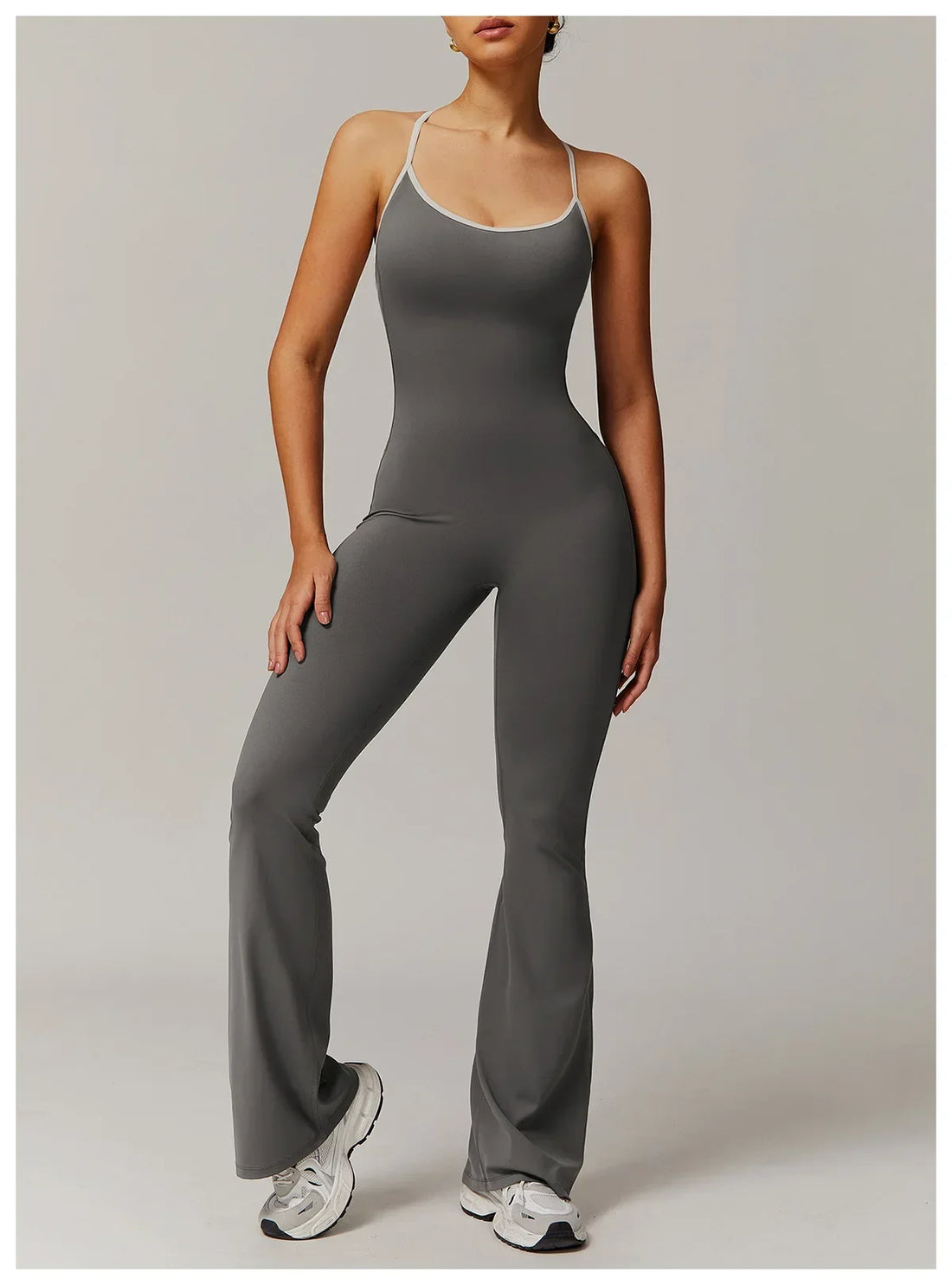 Deep V-Back Flare Jumpsuit