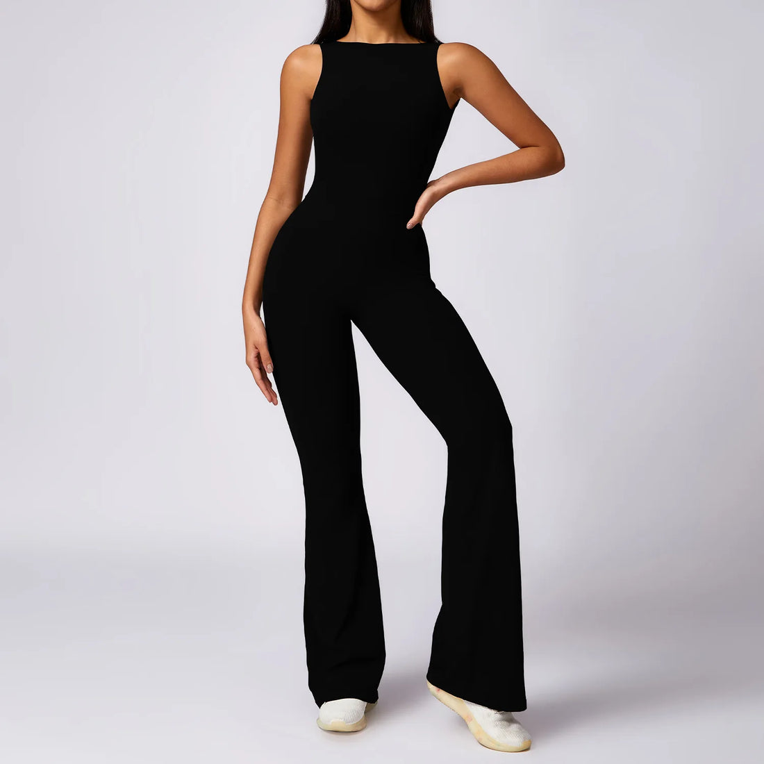 Deep Scoop Back Flare Jumpsuit