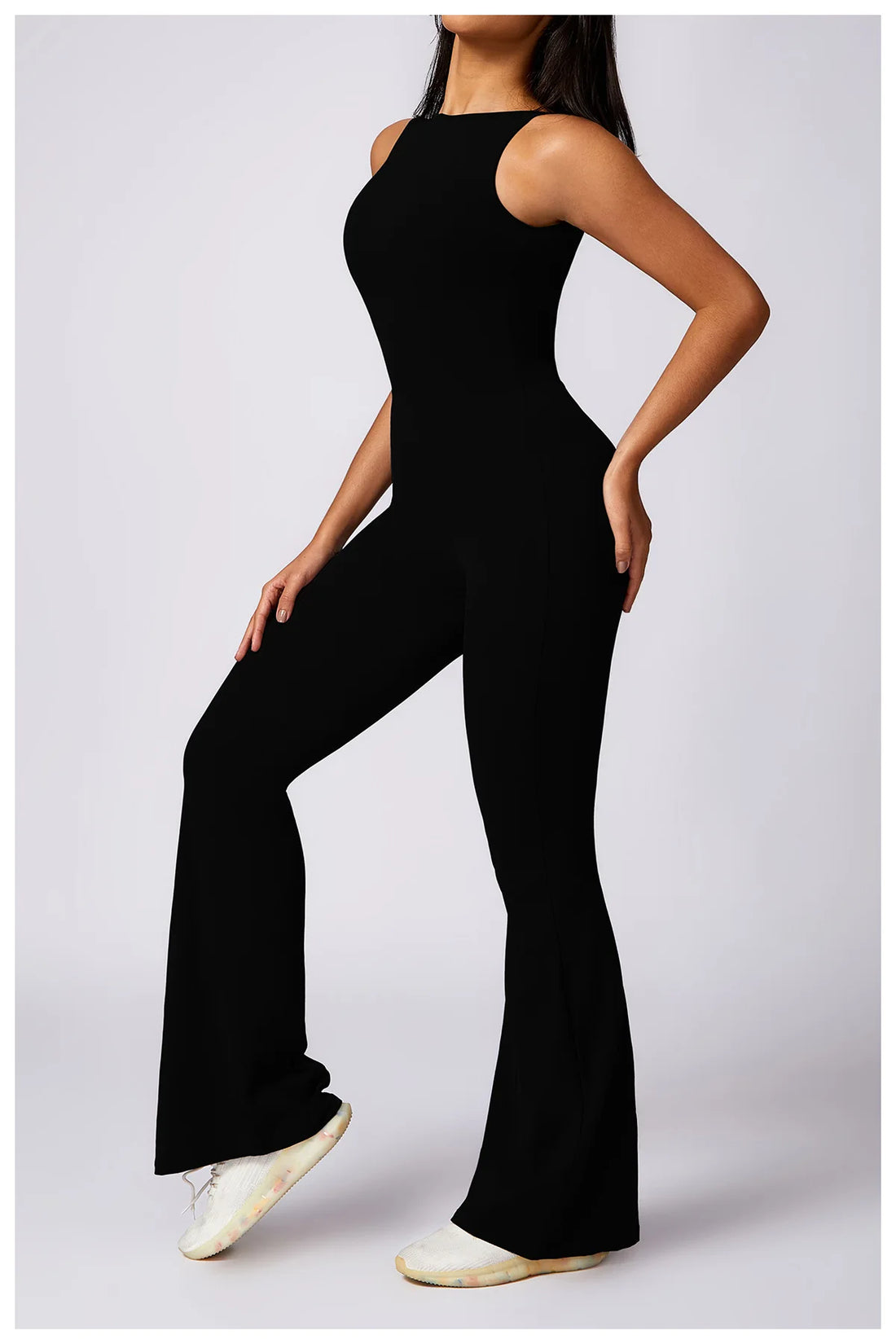 Deep Scoop Back Flare Jumpsuit