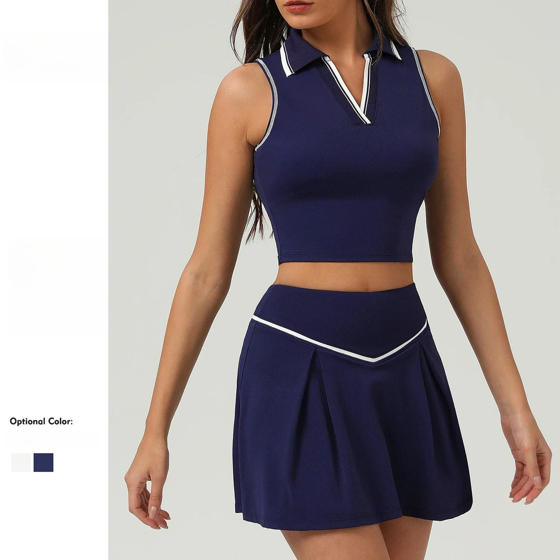 Collared Tennis Top & Skirt Set