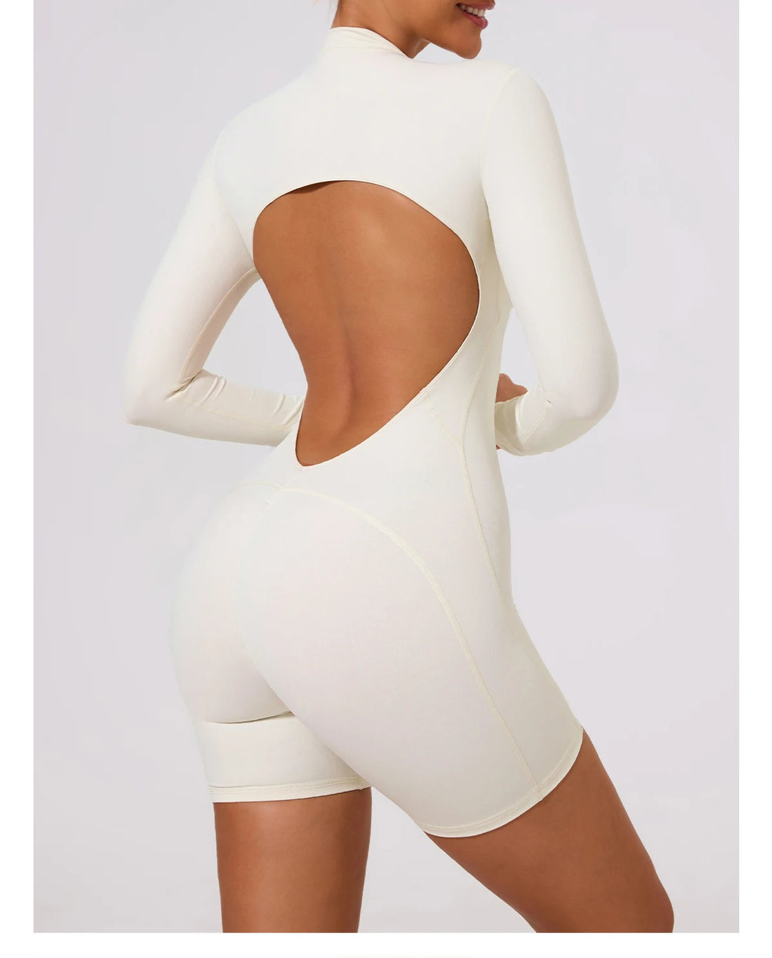 Long Sleeve Zip Scrunch Romper