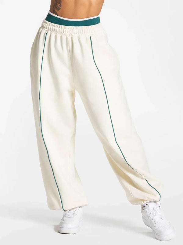 Piped Wide-Leg Joggers