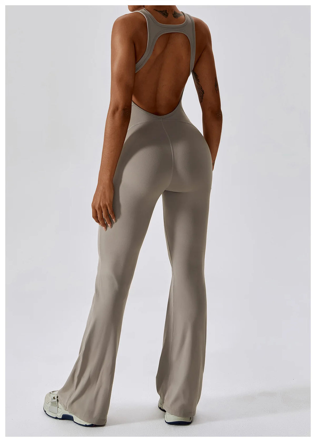 V-Back Scrunch Flare Jumpsuit