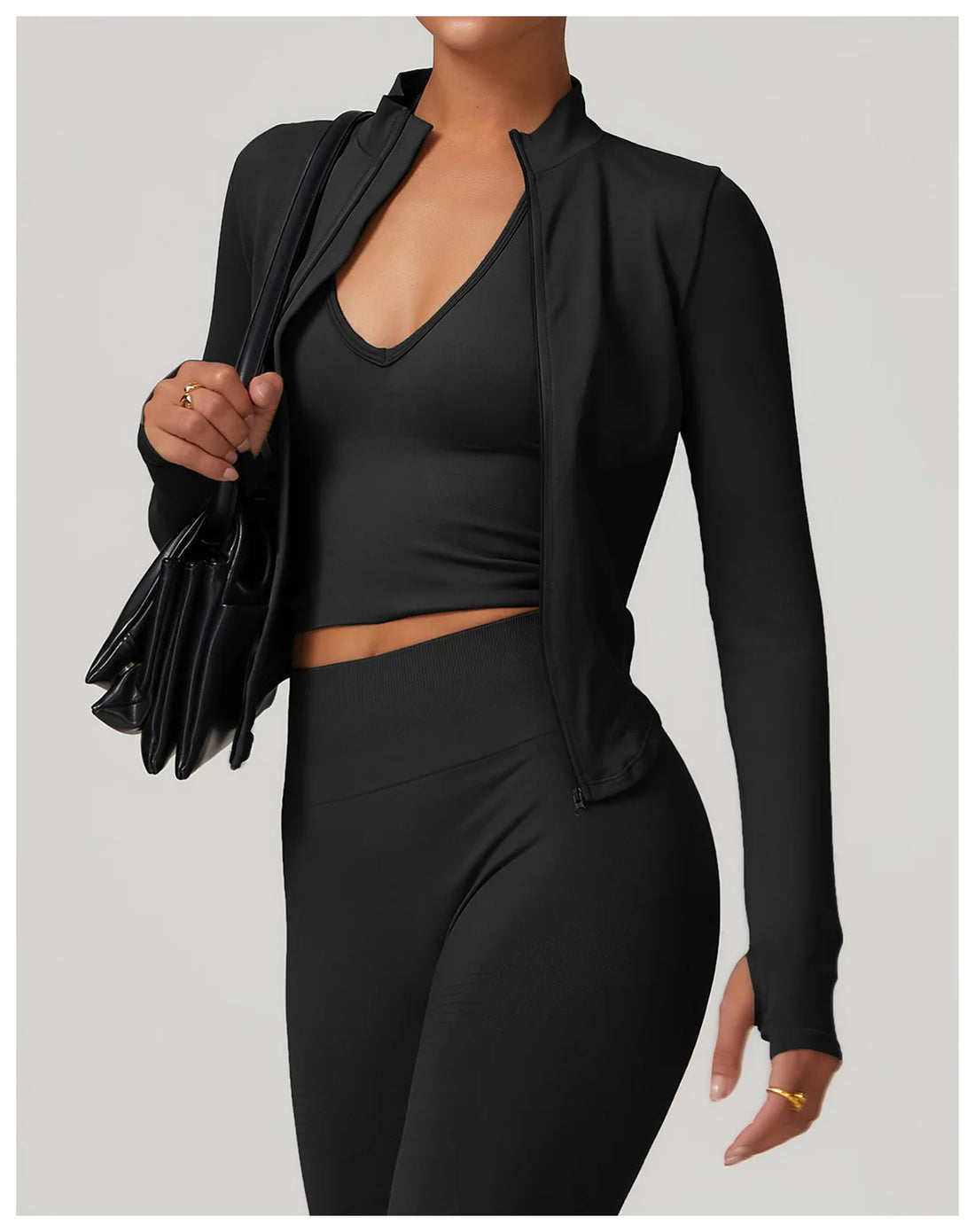 Ribbed Stand Collar Jacket