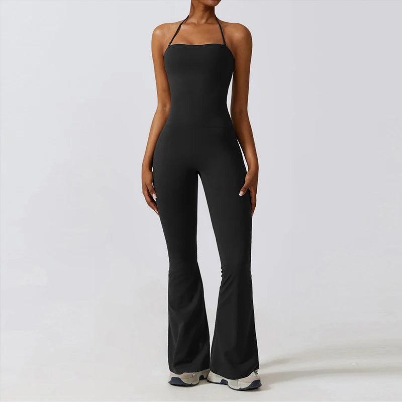Halter Neck Flare Jumpsuit