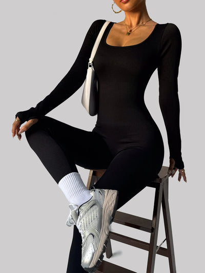 Ribbed Long Sleeve Scoop Bodysuit