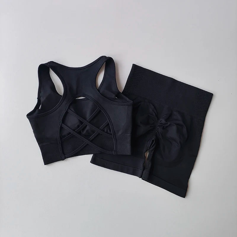 Strappy Bra & Scrunch Shorts Set