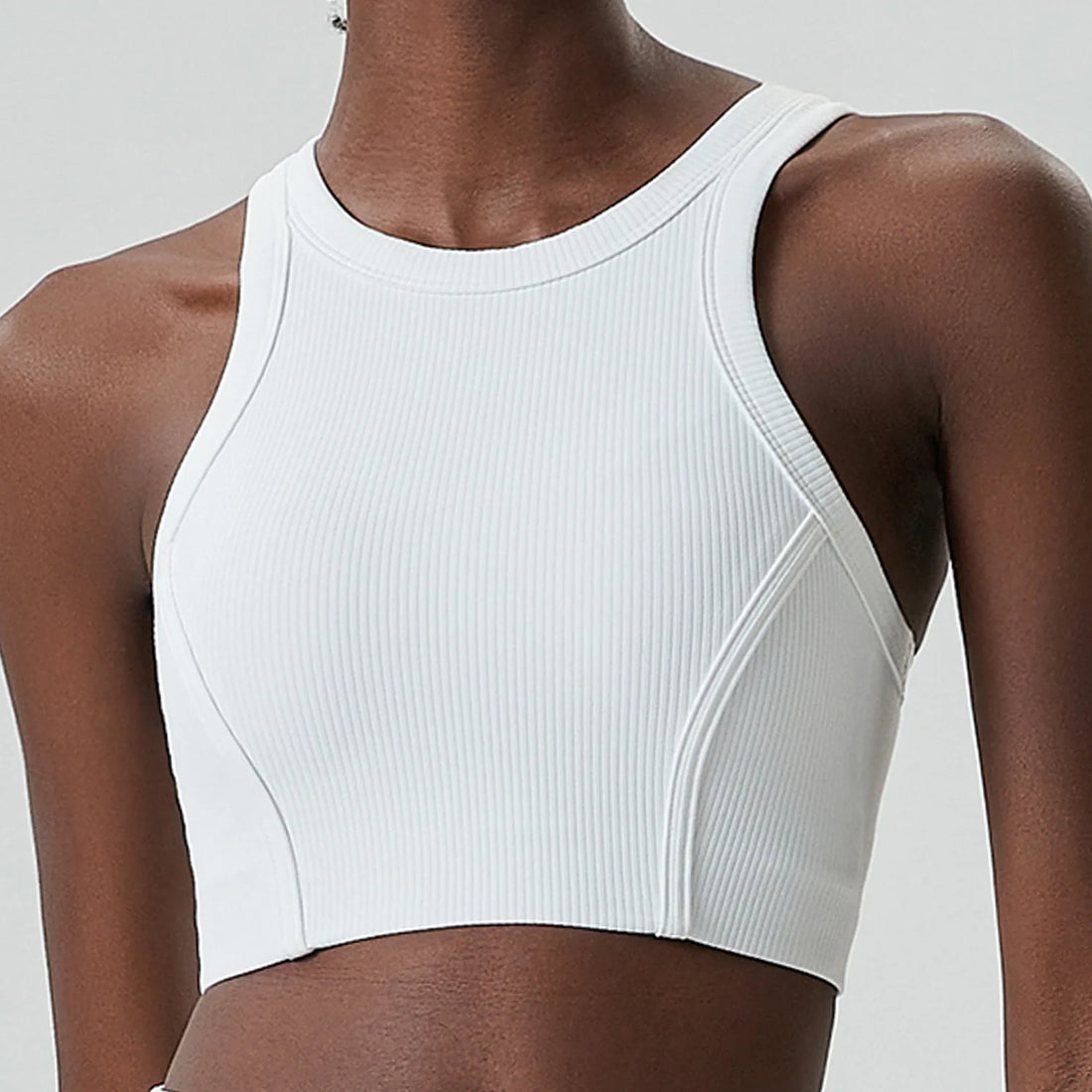 Ribbed Round Neck Crop Bra