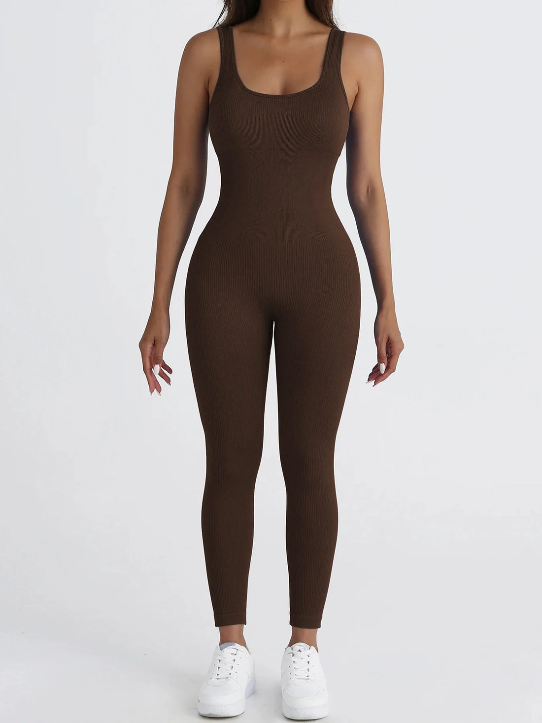 Square Neck Ribbed Jumpsuit