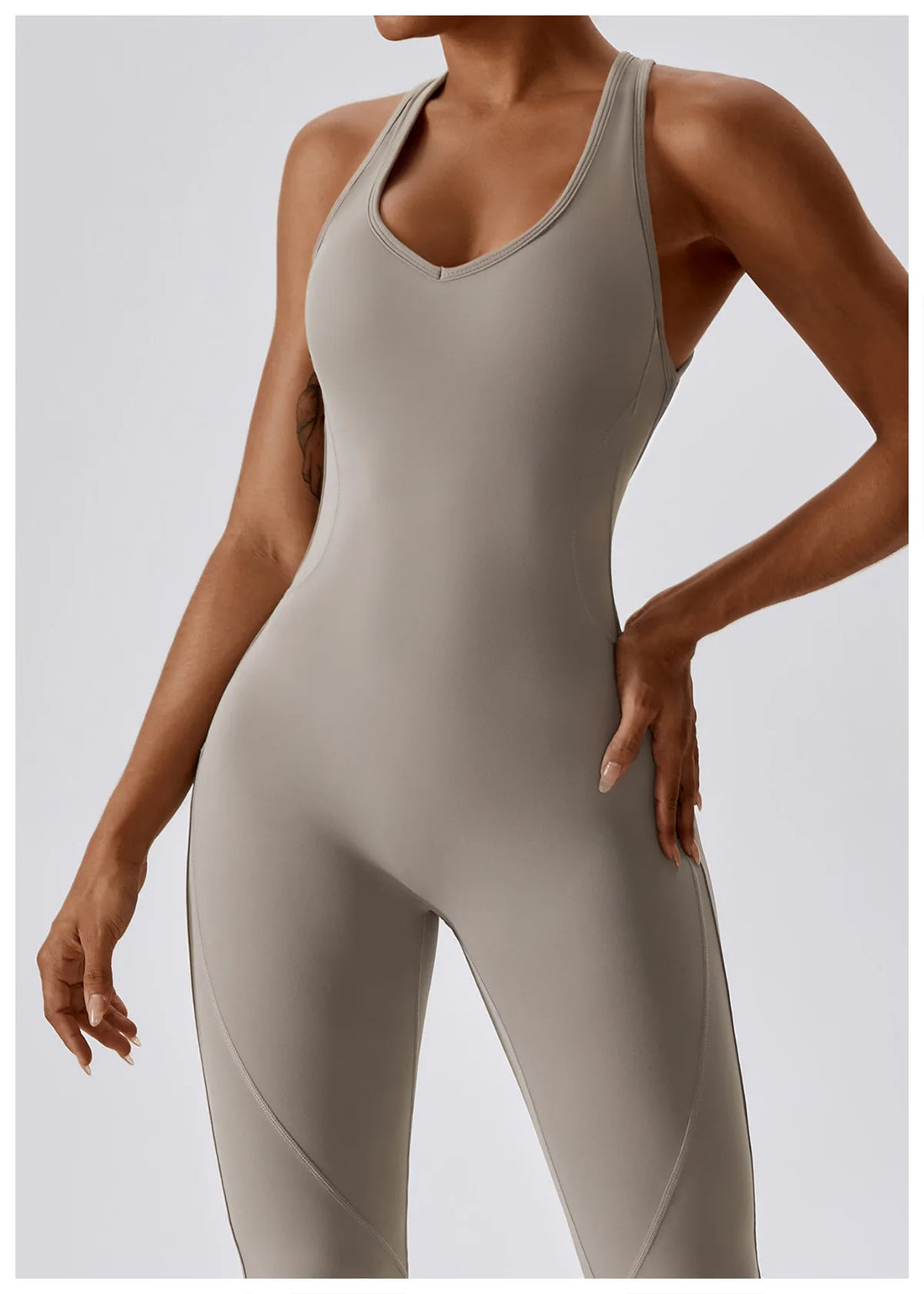 V-Back Scrunch Flare Jumpsuit