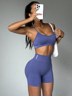 Conjunto de fitness de cor sólida, 2 peças, soutien desportivo e leggings de corrida de cintura alta para levantar o bumbum, roupa desportiva feminina