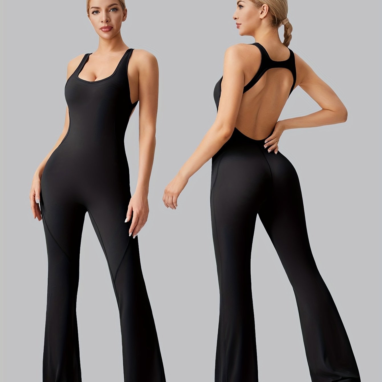 Women's Sleeveless Sports Jumpsuit with Removable Bra