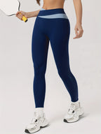 2 peças Conjunto esportivo feminino com design colorblock, mangas compridas e sutiã embutido + leggings combináveis - Ideal para ciclismo, fitness, yoga e corrida