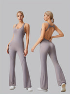 Macacão Esportivo Feminino Sem Mangas com Sutiã Removível e Almofada, Alta Elasticidade para Atividades ao Ar Livre (Preto Marrom Azul Escuro)