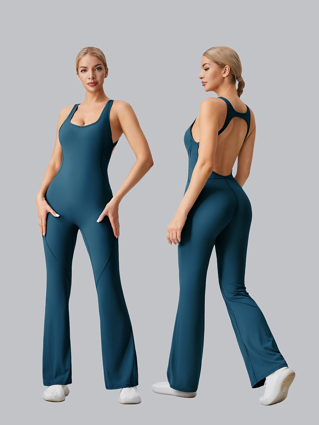 Macacão Esportivo Feminino Sem Mangas com Sutiã Removível e Almofada, Alta Elasticidade para Atividades ao Ar Livre (Preto Marrom Azul Escuro)