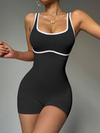 Body de Yoga Color-Block Alta Elasticidade - Leggings Sem Mangas para Corrida e Fitness Feminino, Lavável na Máquina, Acessório Esportivo Modelador, Look Casual Fashion