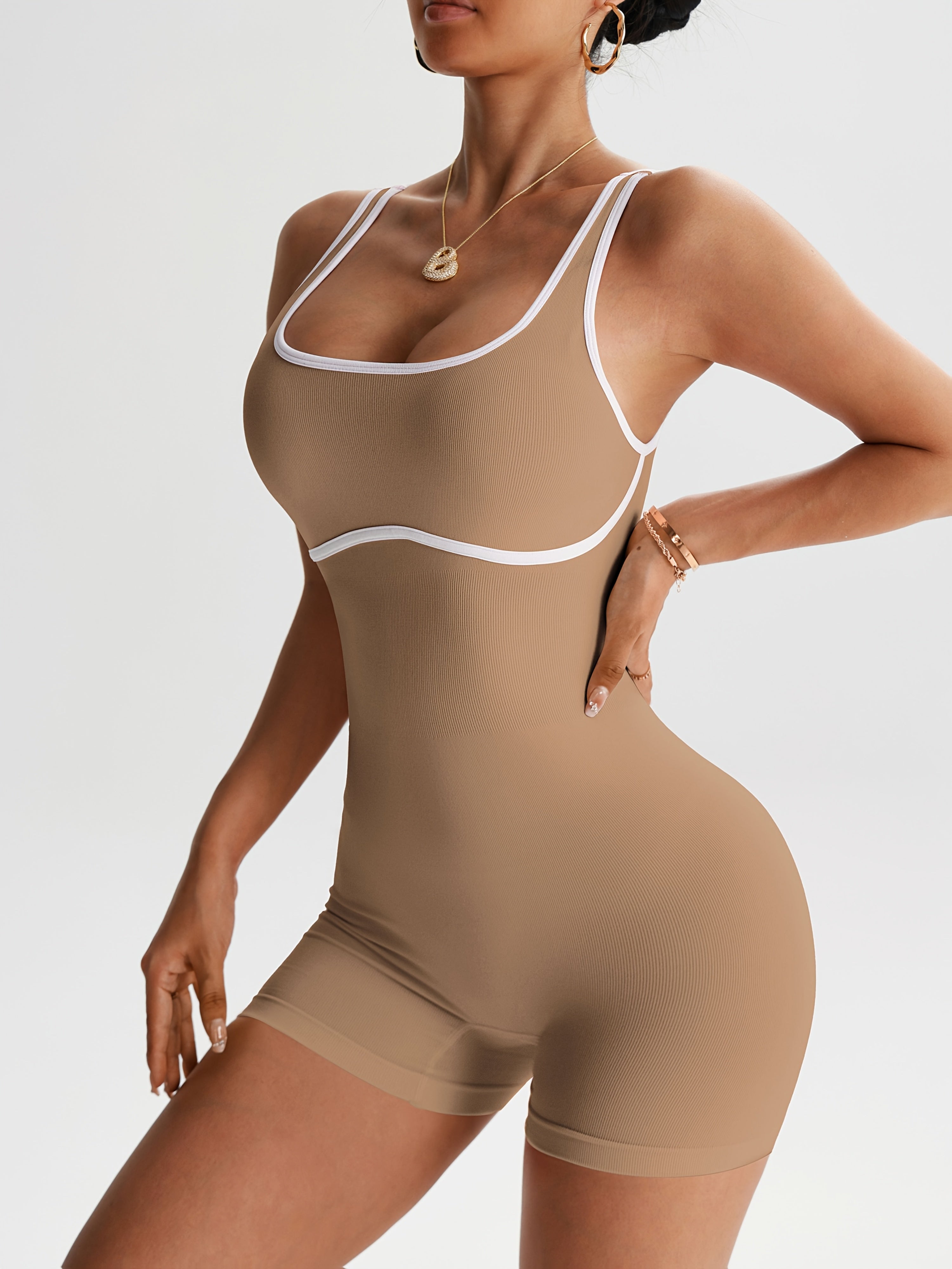 Body de Yoga Color-Block Alta Elasticidade - Leggings Sem Mangas para Corrida e Fitness Feminino, Lavável na Máquina, Acessório Esportivo Modelador, Look Casual Fashion