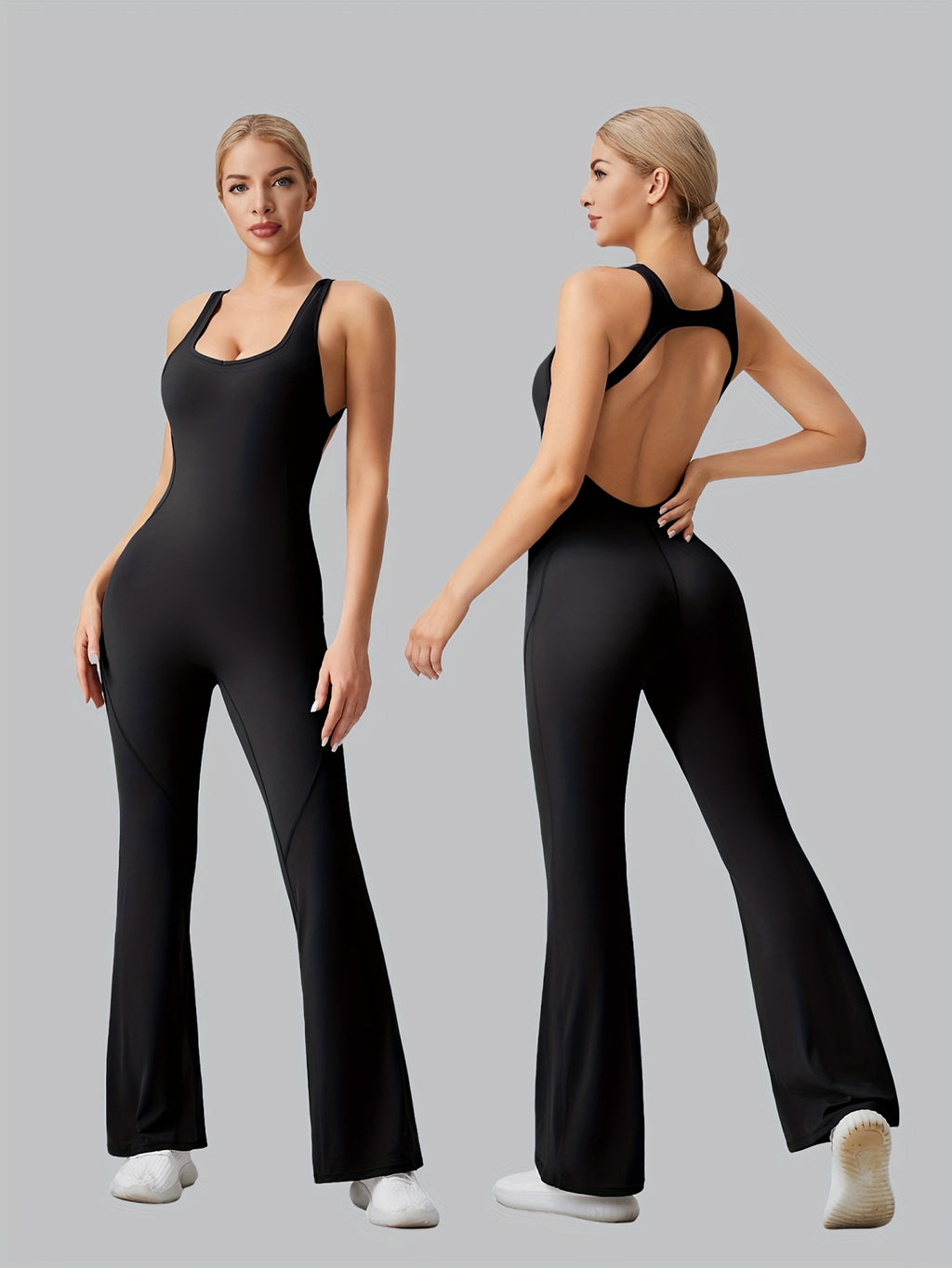 Macacão Esportivo Feminino Sem Mangas com Sutiã Removível e Almofada, Alta Elasticidade para Atividades ao Ar Livre (Preto Marrom Azul Escuro)