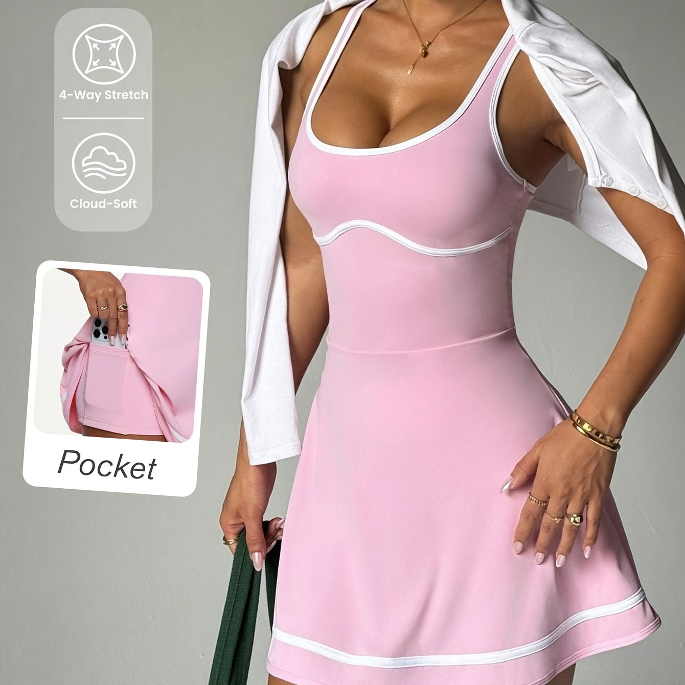 Women's Tennis Skirt Set - Cross Back, Soft & Stretchy