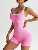 Body de Yoga Color-Block Alta Elasticidade - Leggings Sem Mangas para Corrida e Fitness Feminino, Lavável na Máquina, Acessório Esportivo Modelador, Look Casual Fashion