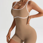 High Elasticity Color-Block Yoga Bodysuit - Women's Fitness Essential