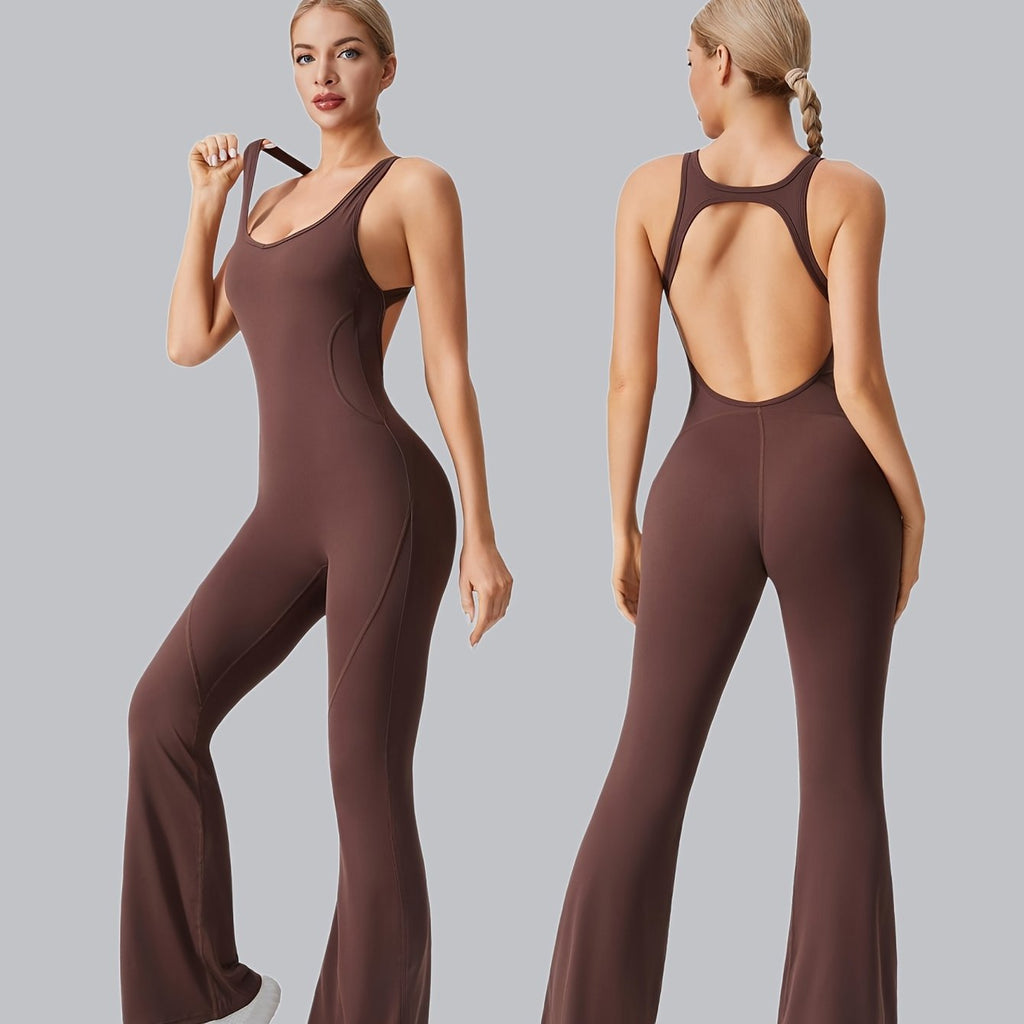 Women's Sleeveless Sports Jumpsuit with Removable Bra