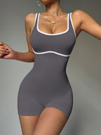 Body de Yoga Color-Block Alta Elasticidade - Leggings Sem Mangas para Corrida e Fitness Feminino, Lavável na Máquina, Acessório Esportivo Modelador, Look Casual Fashion