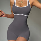 High Elasticity Color-Block Yoga Bodysuit - Women's Fitness Essential