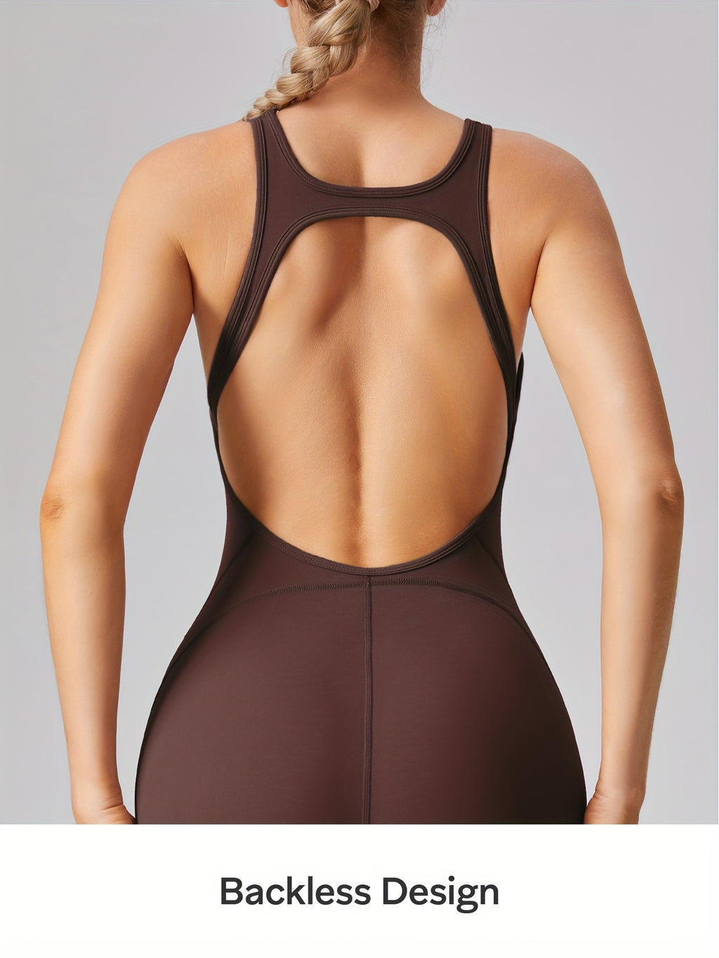 Macacão Esportivo Feminino Sem Mangas com Sutiã Removível e Almofada, Alta Elasticidade para Atividades ao Ar Livre (Preto Marrom Azul Escuro)