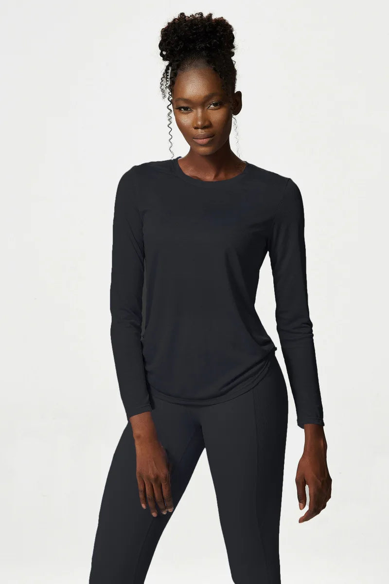 Side Pleat Long Sleeve Top