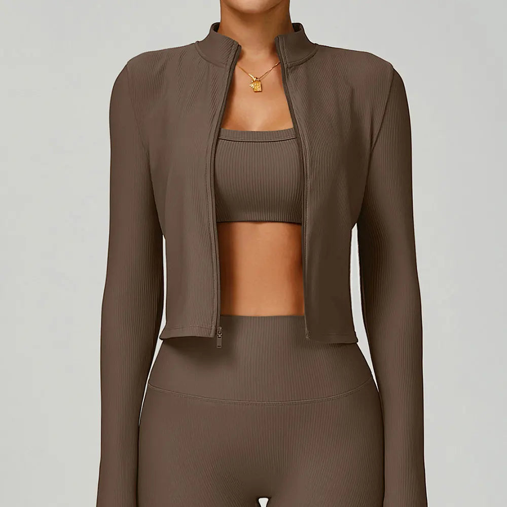 Women Outdoor Running Fitness Wear T-shirt Zipper Long Sleeved Sports Top Yoga Long Sleeved Yoga Shirt Gym Push Up Workout Coat
