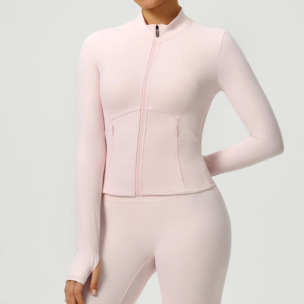 Yoga Long Sleeve Women Fitness Yoga Shirts Gym Workout Top Zipper Sports Jacket Running Cycling Shirts Female Push Up Sportswear