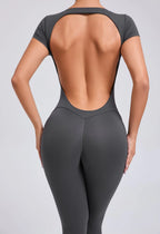 Yoga Set Sexy Backless One-piece Suit Female Rompers Quick Dry Yoga Clothing Workout Bodysuits Flared Sports Jumpsuit Women