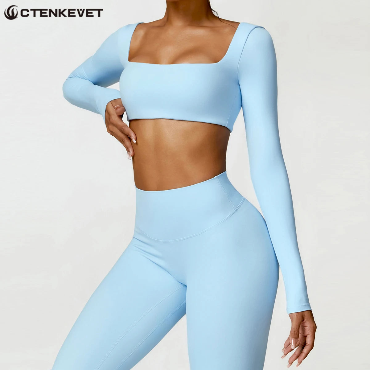 Square Neck Long Sleeve Crop Set