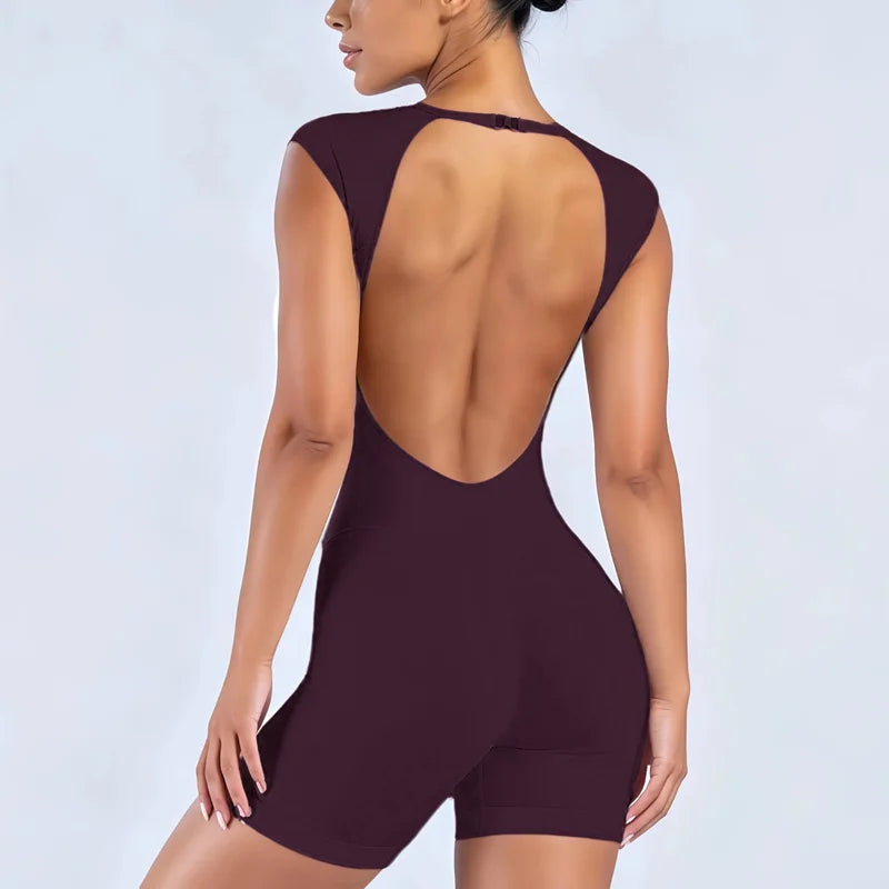 Cut-Out Back Short Sleeve Bodysuit