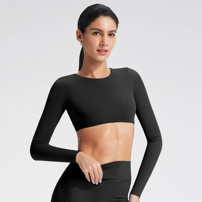 Cutout Back Long Sleeve Crop