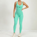Women's Yoga Rompers One Piece Tummy Control Jumpsuit Padded Sports Bra Romper Fitness Sportwear