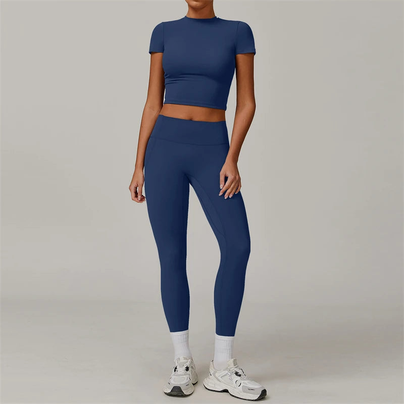 Short Sleeve Crop & Leggings Set