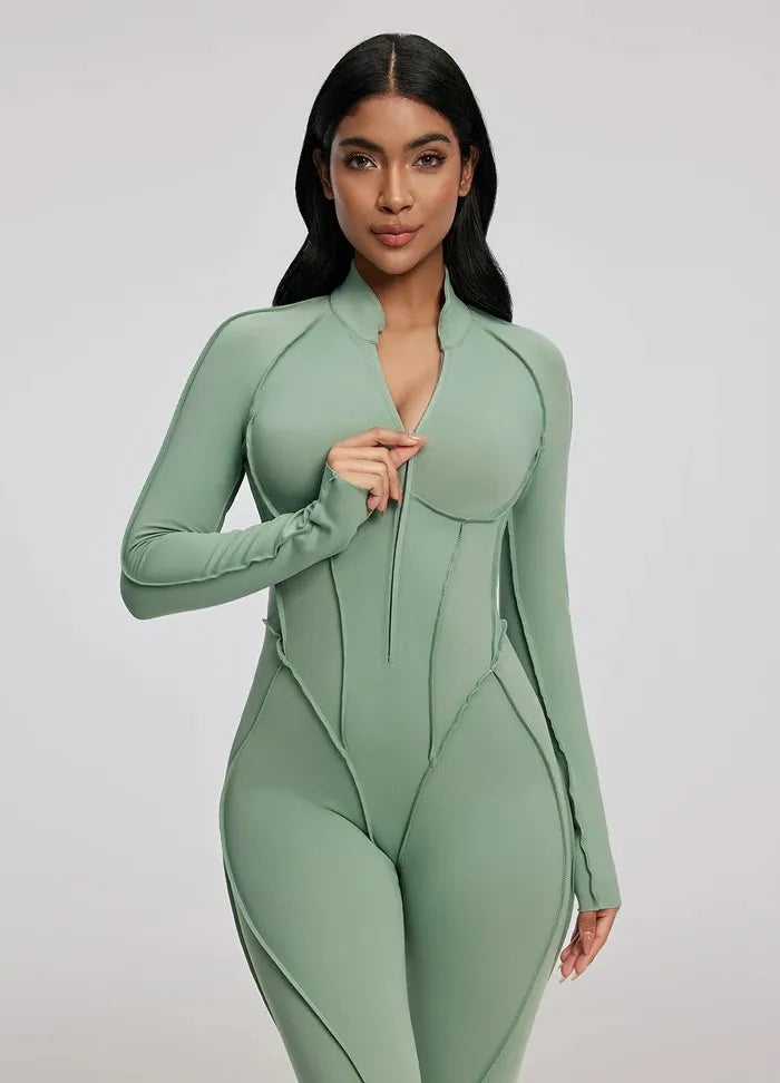 Long Sleeve Zip Bodysuit Set