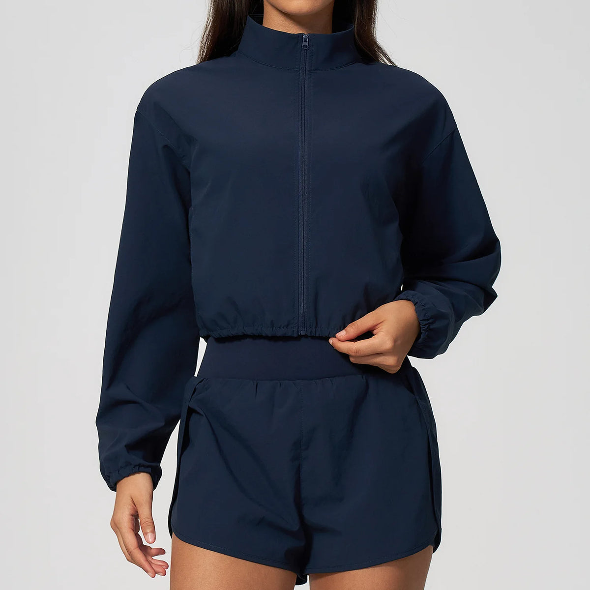 Stand Collar Cropped Jacket