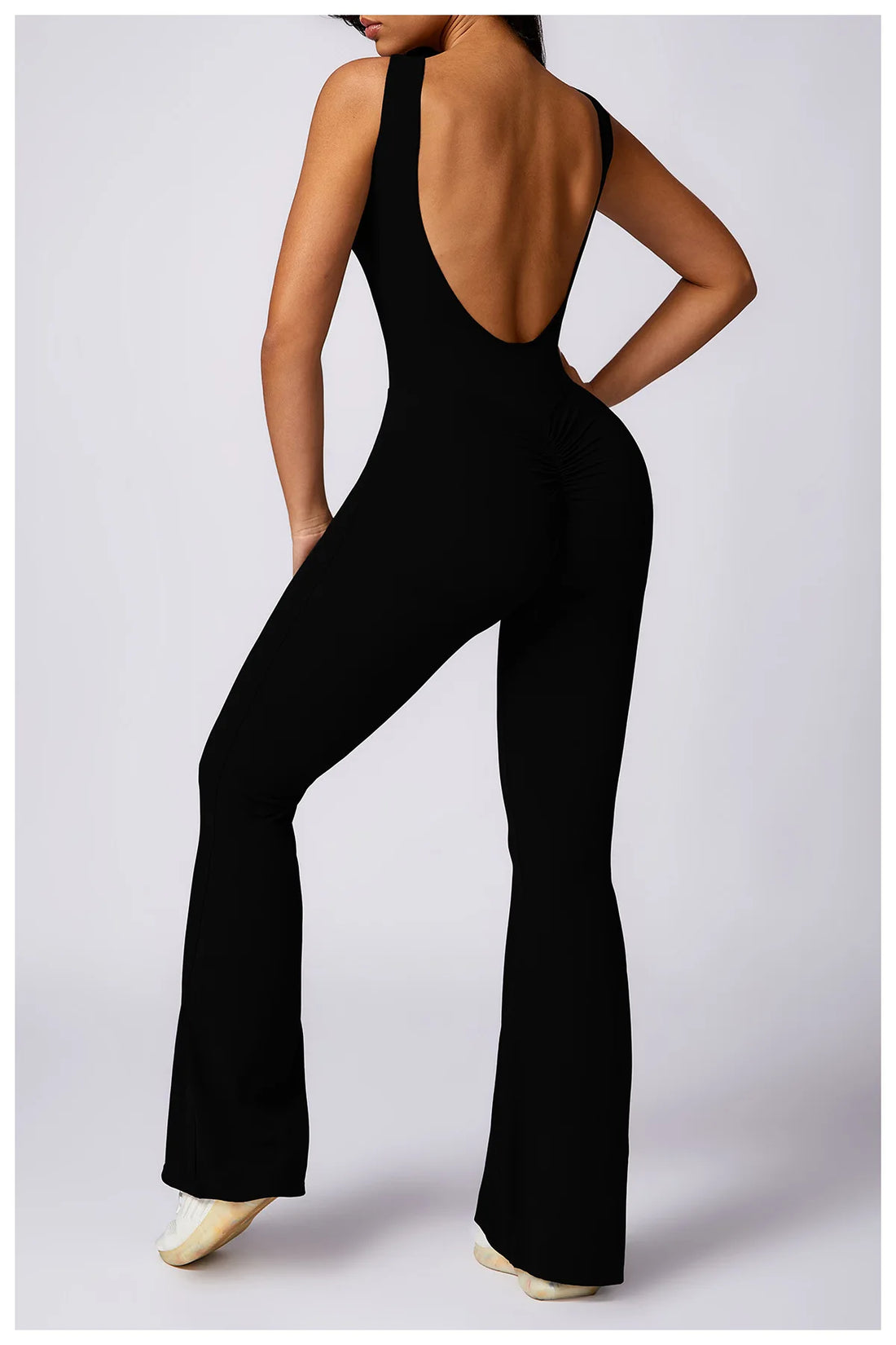 Deep Scoop Back Flare Jumpsuit