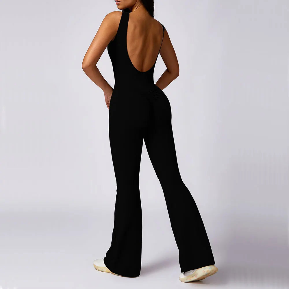 Deep Scoop Back Flare Jumpsuit